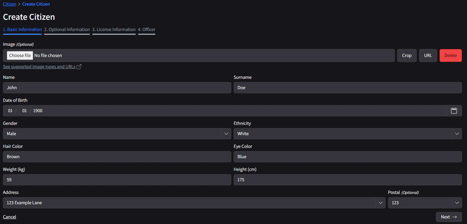 Create Civilian Basic Info