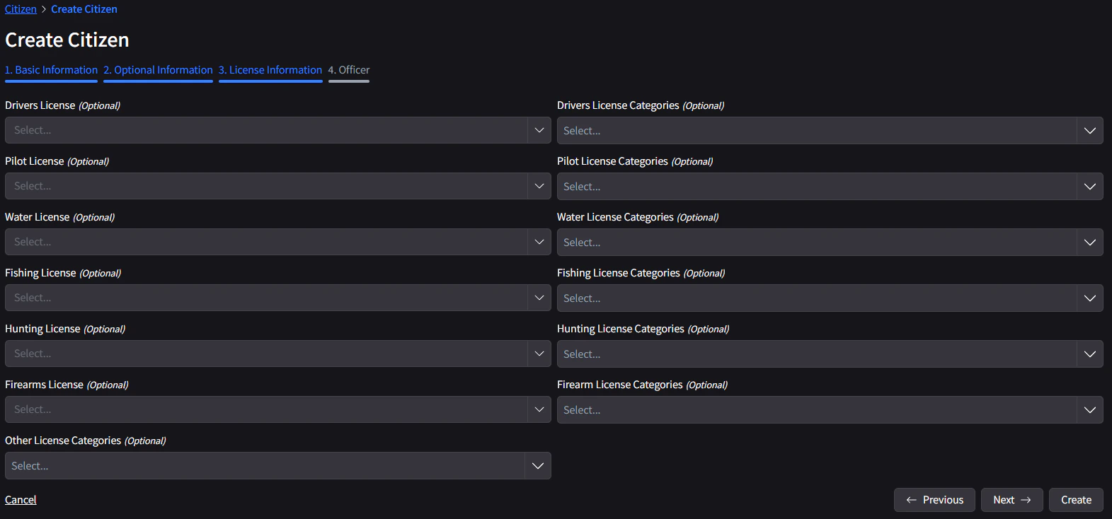 Create Civilian Licenses