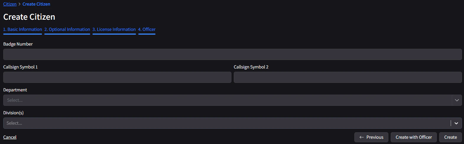 Create Civilian Officer