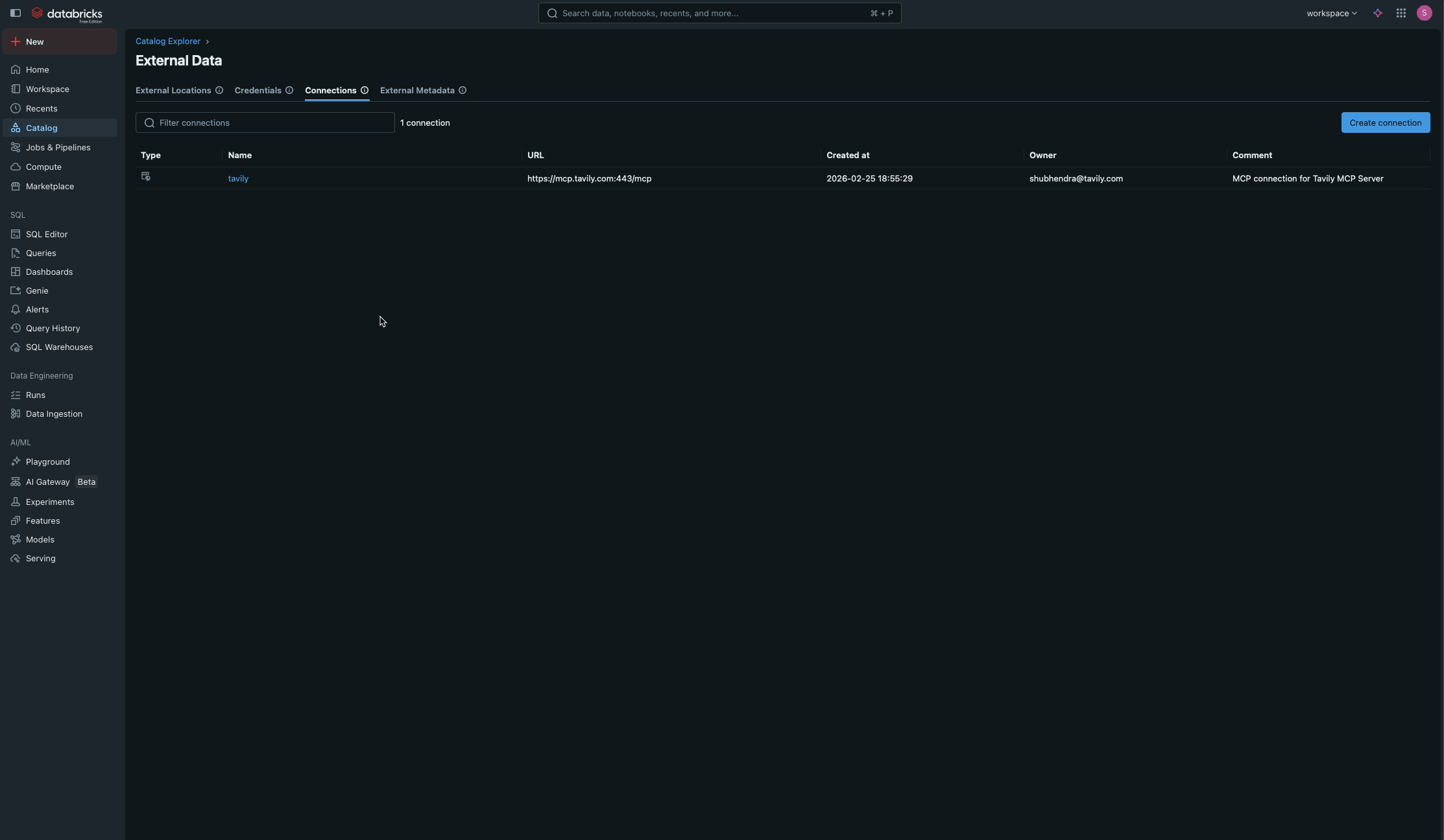 Grant USE CONNECTION privileges to identity principals