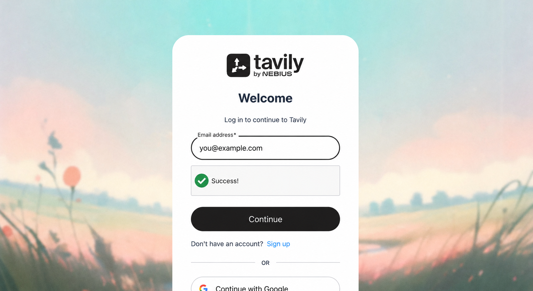 Tavily browser sign-in screen used to authenticate the Cursor MCP connection
