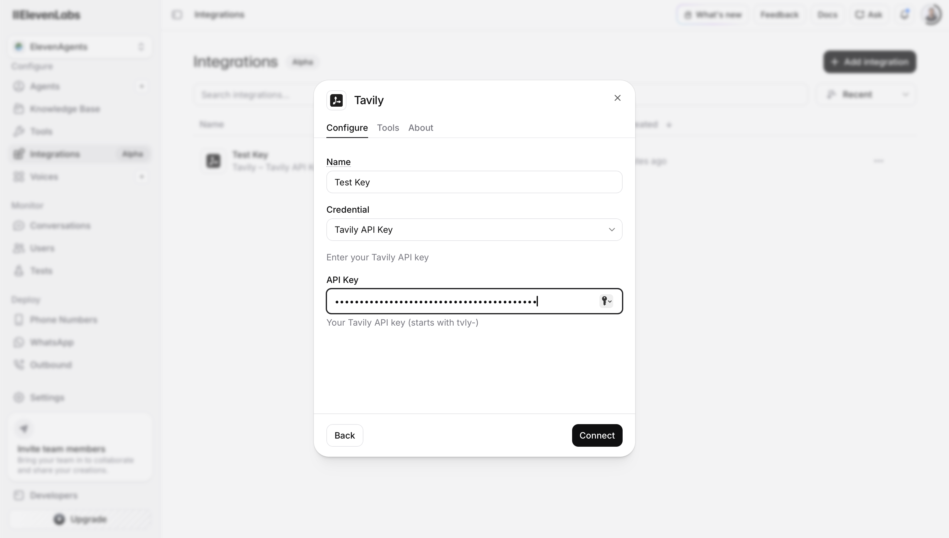 ElevenLabs integration configuration