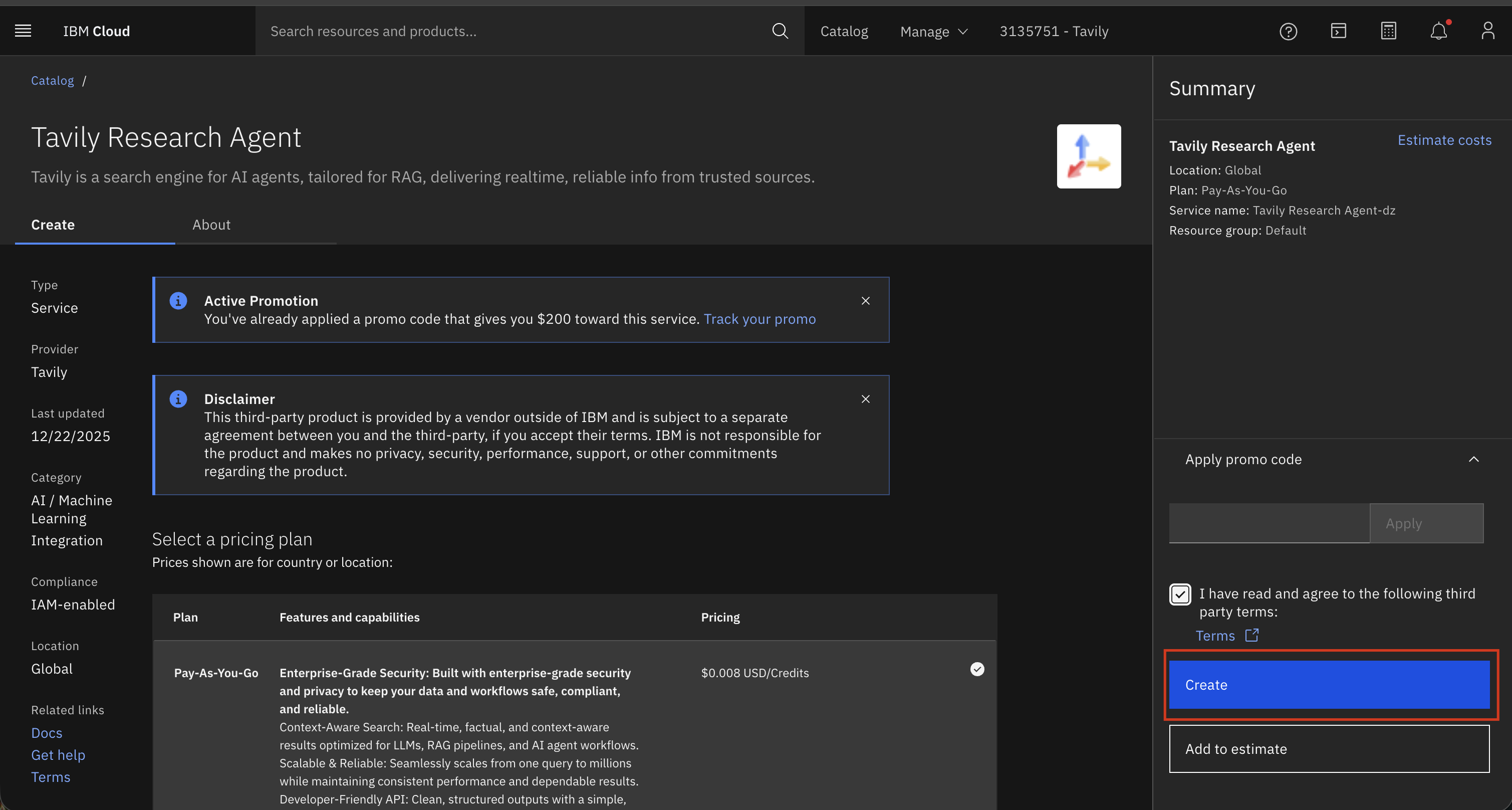 Create Tavily instance