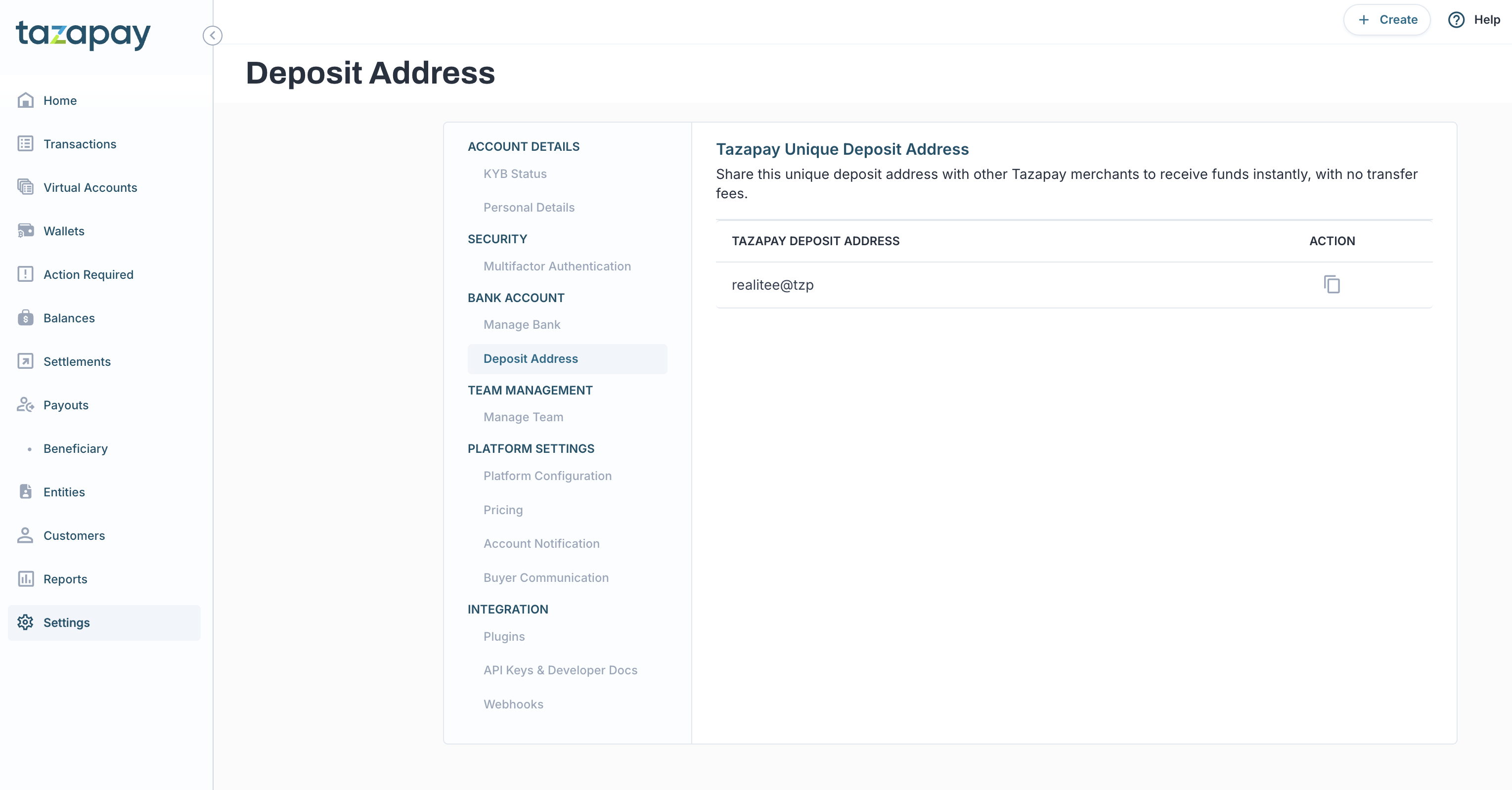Viewing Deposit Address