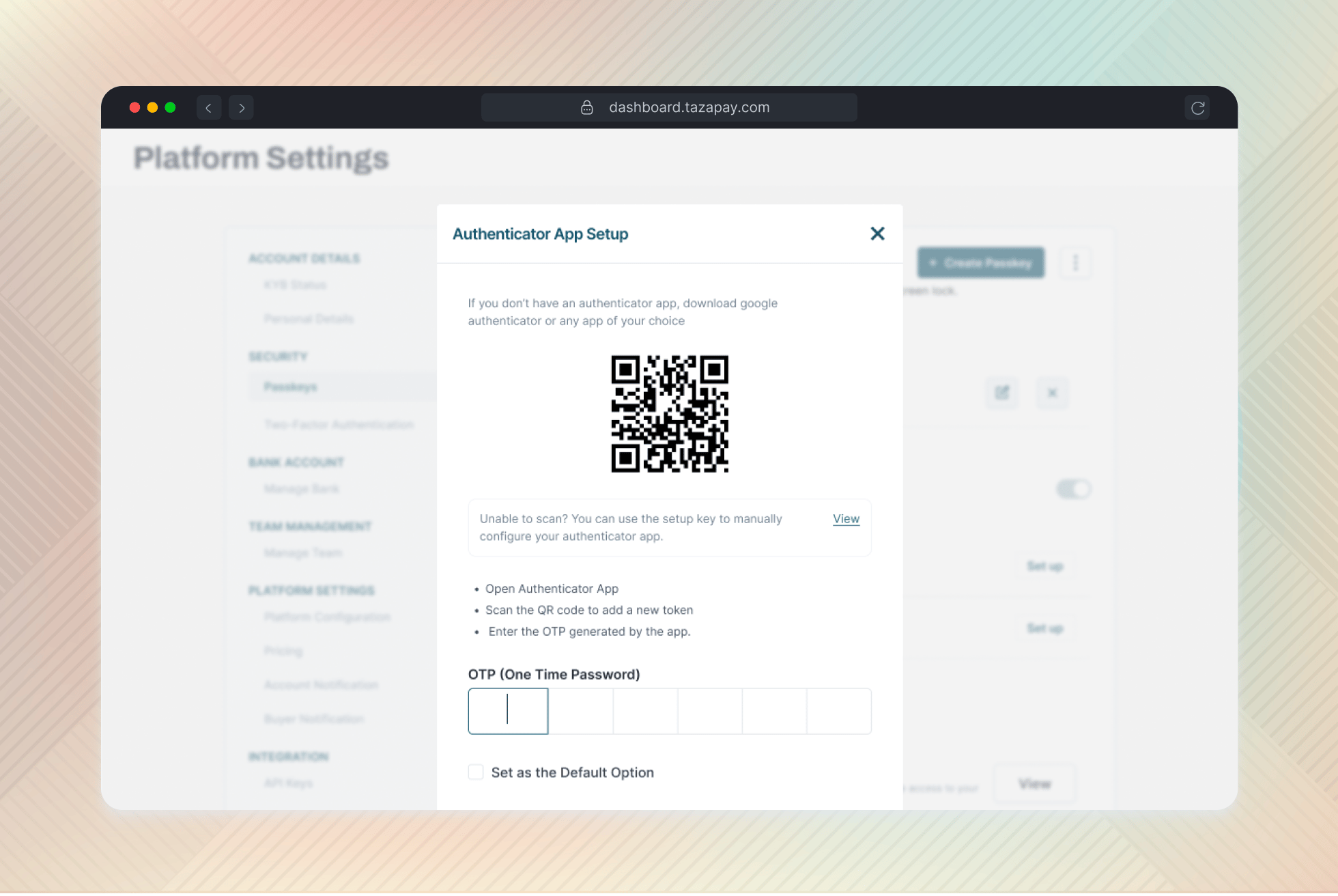 Authenticator App Setup