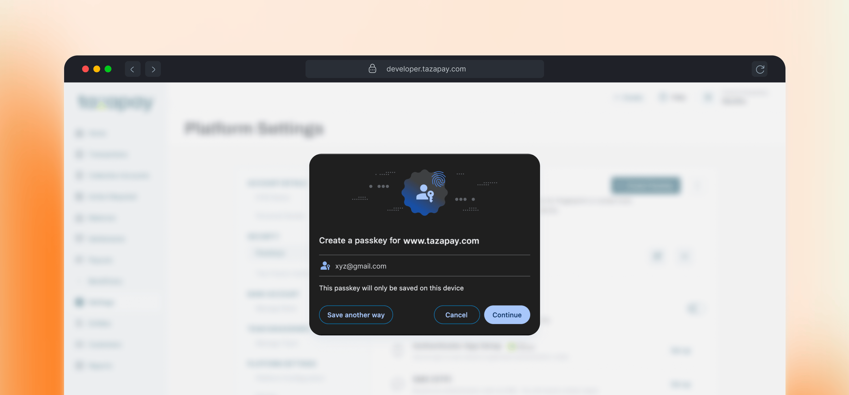 Passkey setup