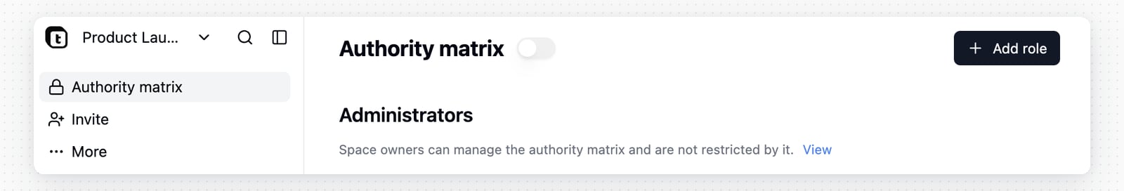 Authority Matrix role list