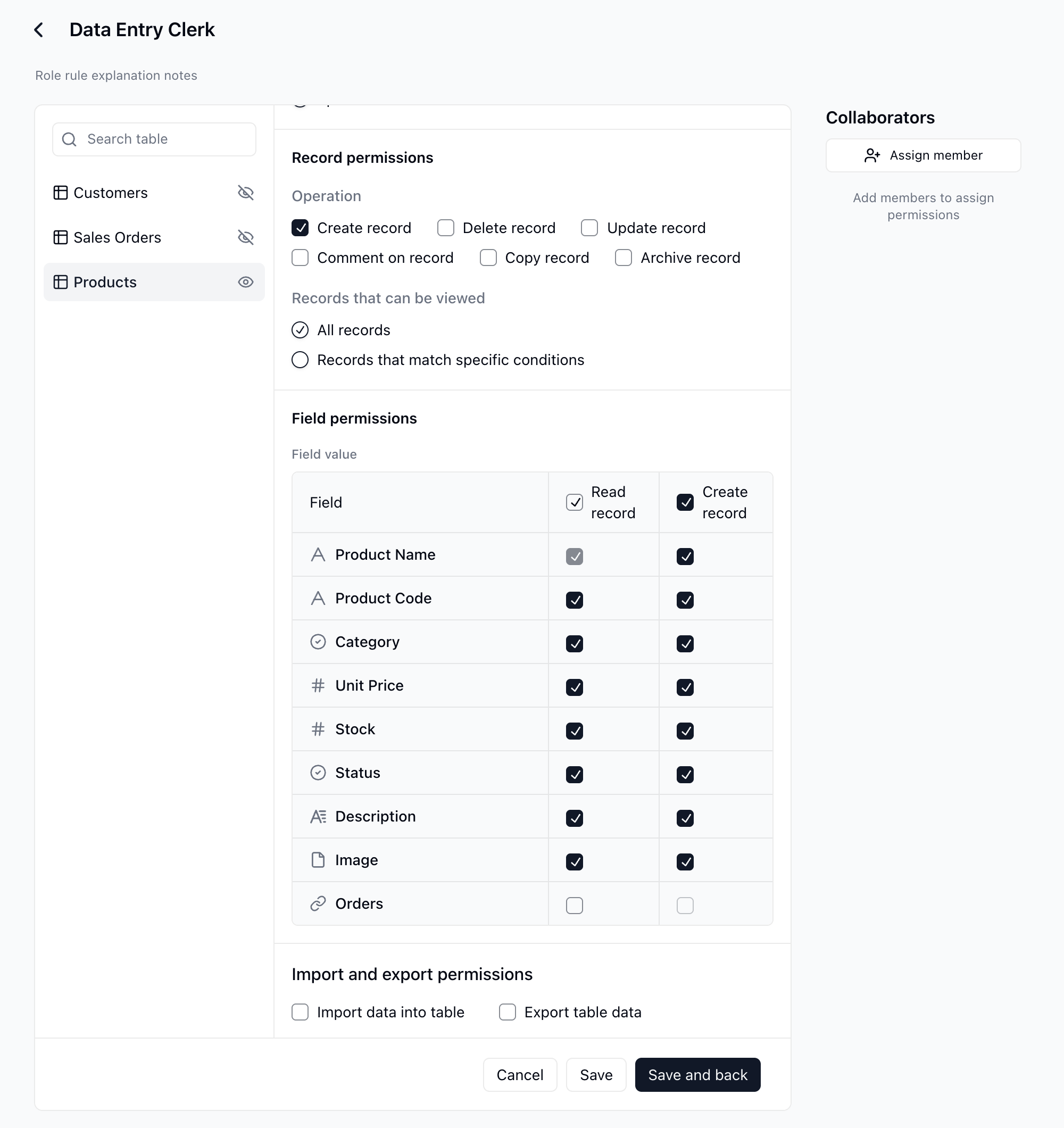 Configurar los permisos del Responsable de entrada de datos