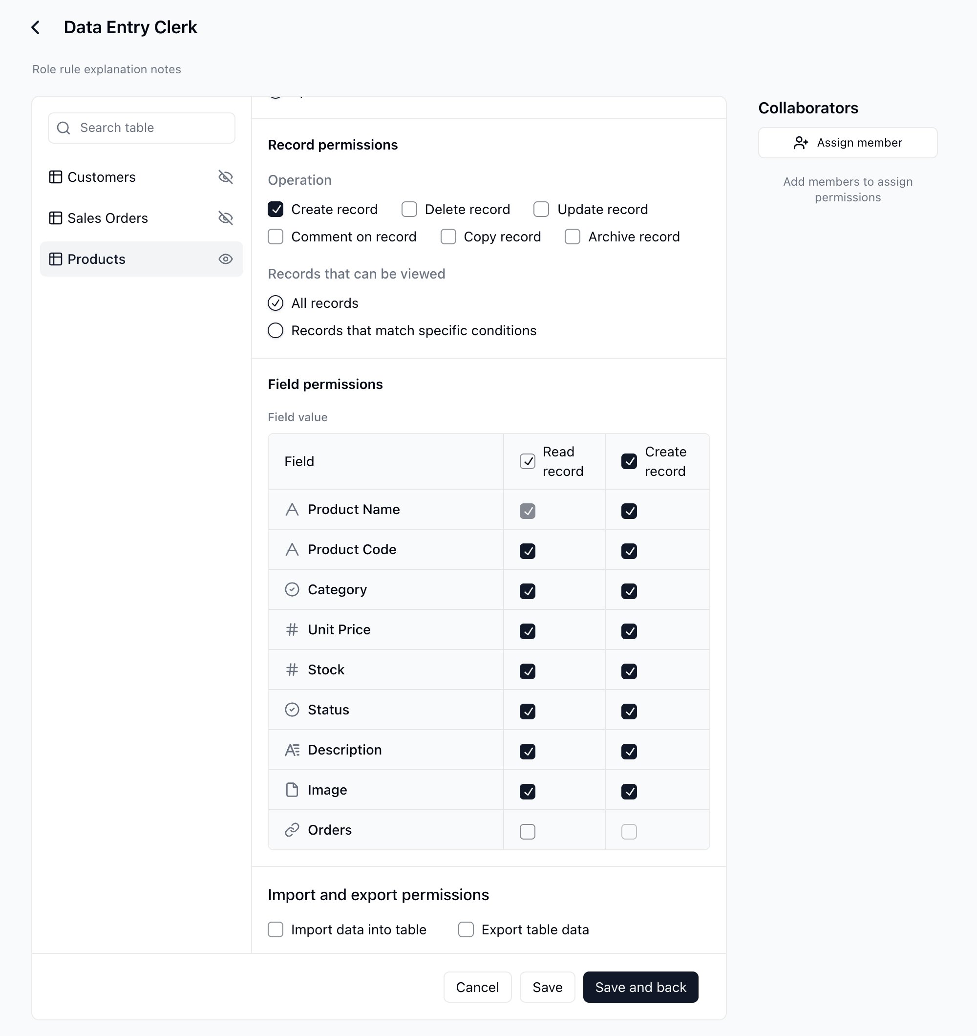 Configurar los permisos del Responsable de entrada de datos