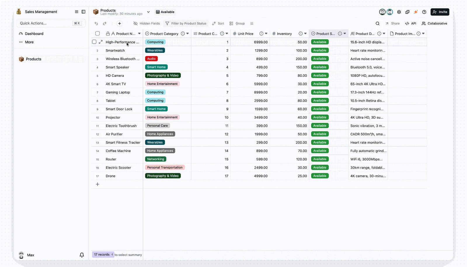 Preview of the Data Entry Clerk view