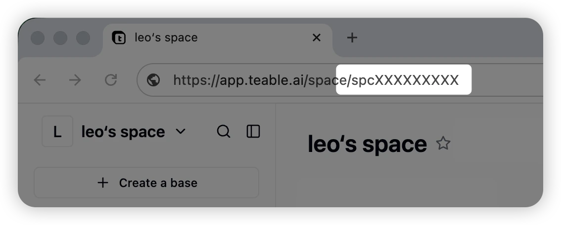 URL 中的空间 ID