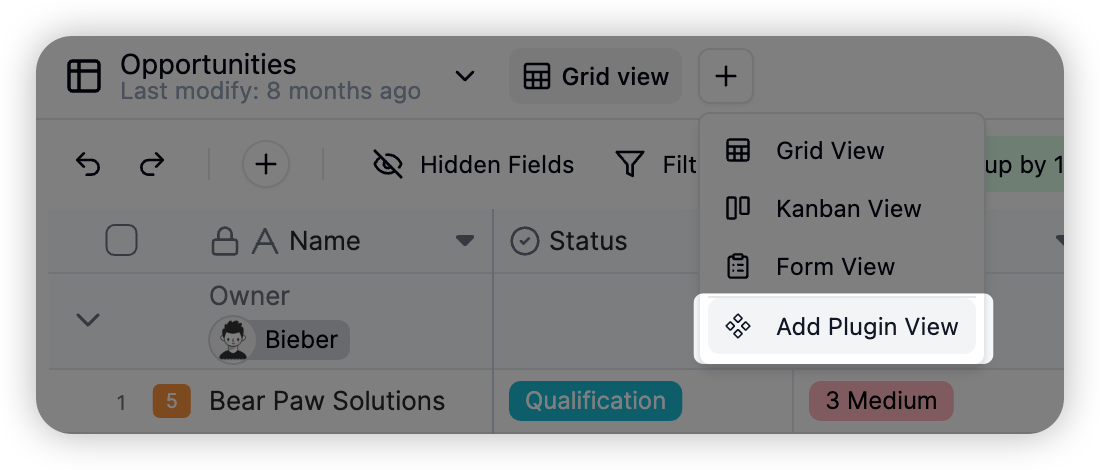 Plugin View - Sheet Form screenshot