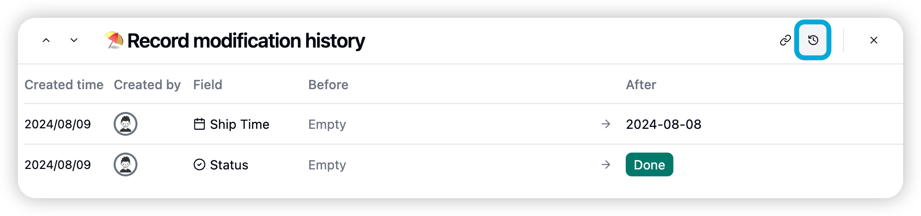 Record Modification History screenshot 2