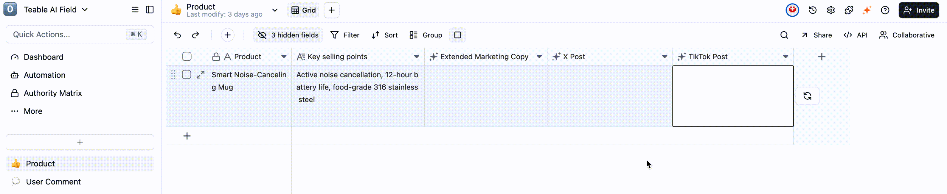 Animation of AI automatically generating marketing copy