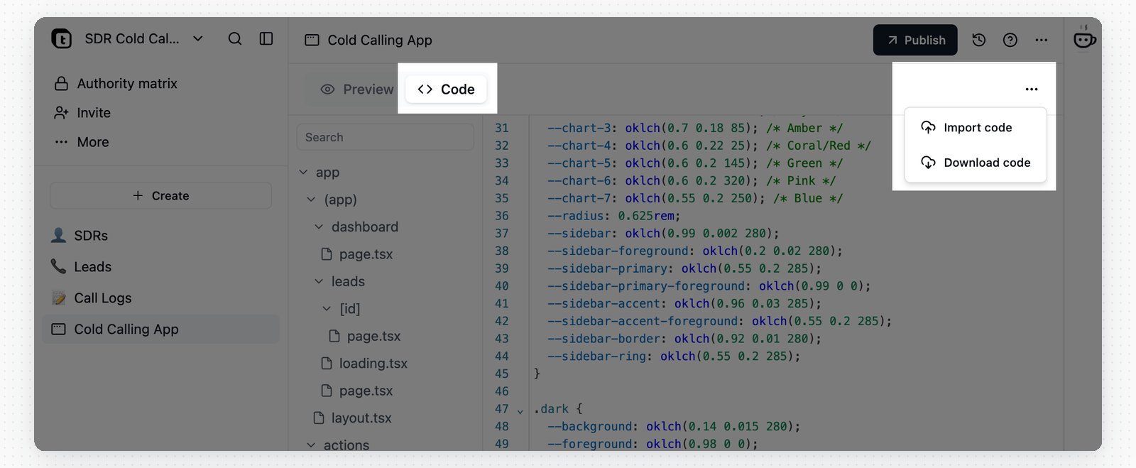 App Builder code editor