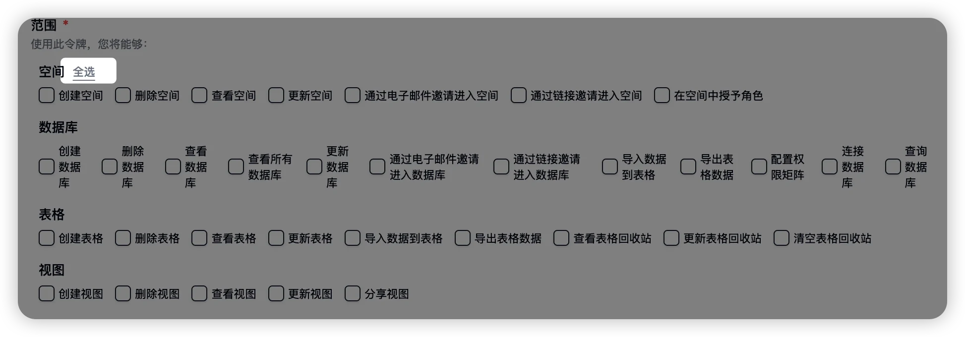 API令牌权限快速选择截图