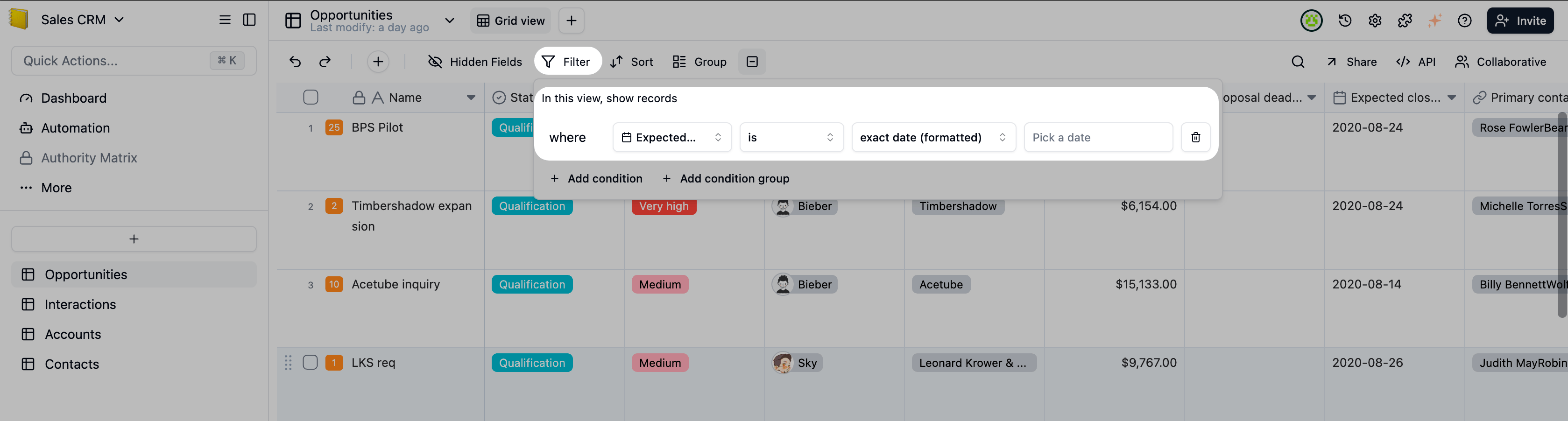 Advanced Filtering screenshot