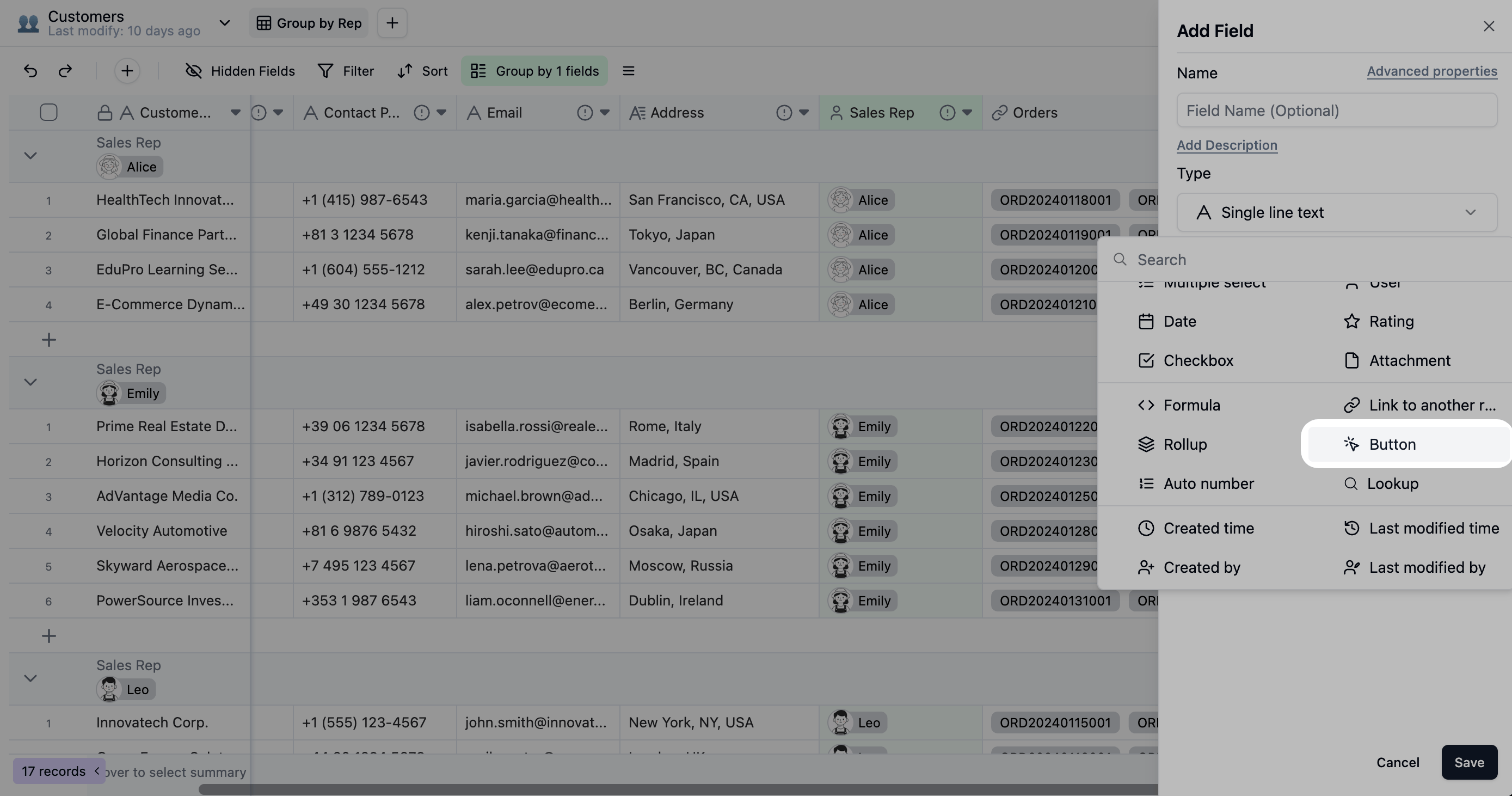 Button Field screenshot