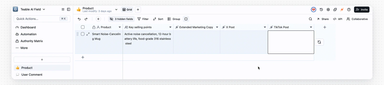 Animation of AI automatically generating marketing copy
