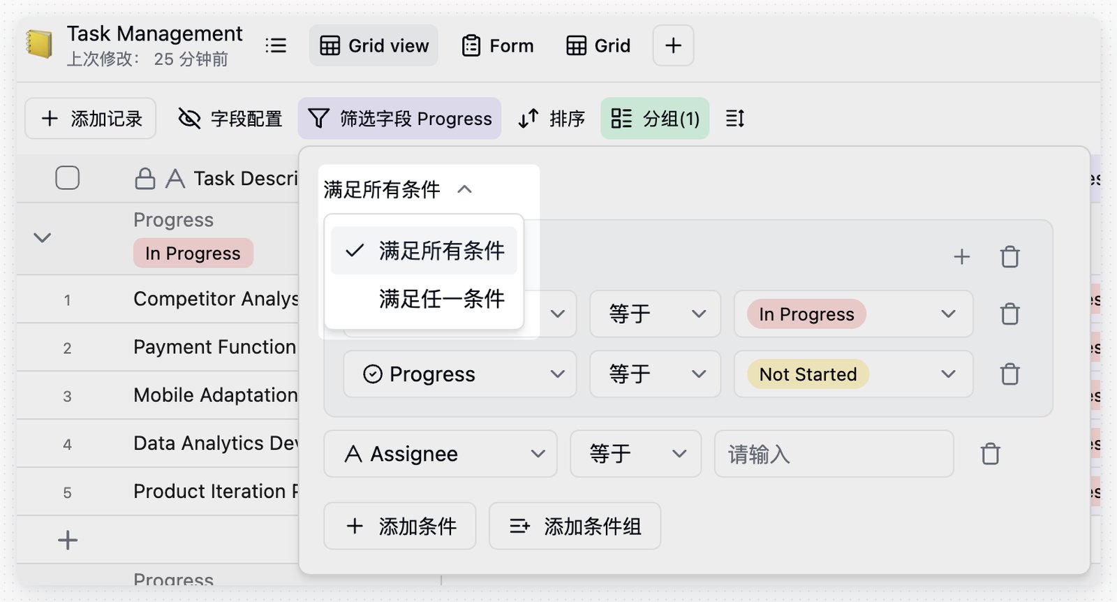 视图筛选条件