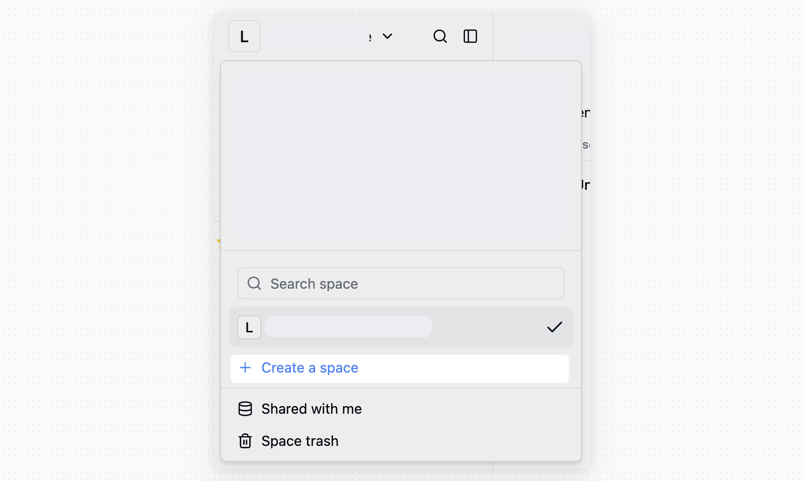 Create a space from the space switcher