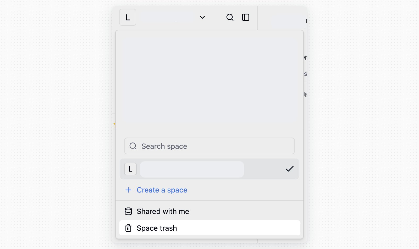 Open Space trash from the space switcher