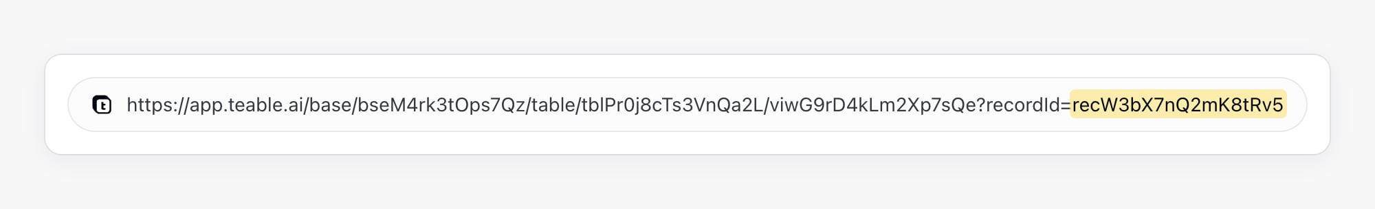 记录卡片 URL 中的记录 ID
