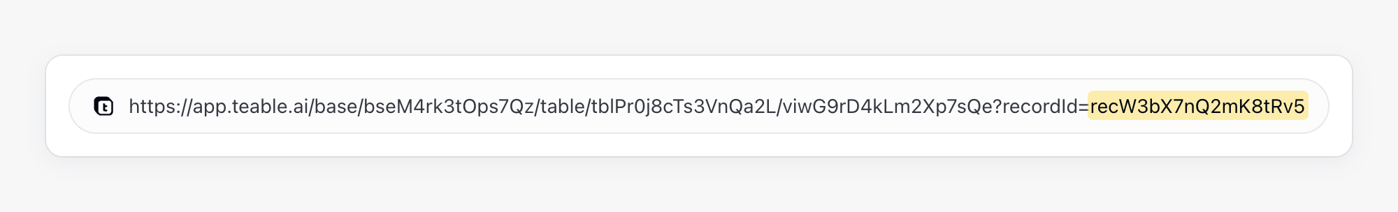 ID de Registro en la URL del Registro expandido