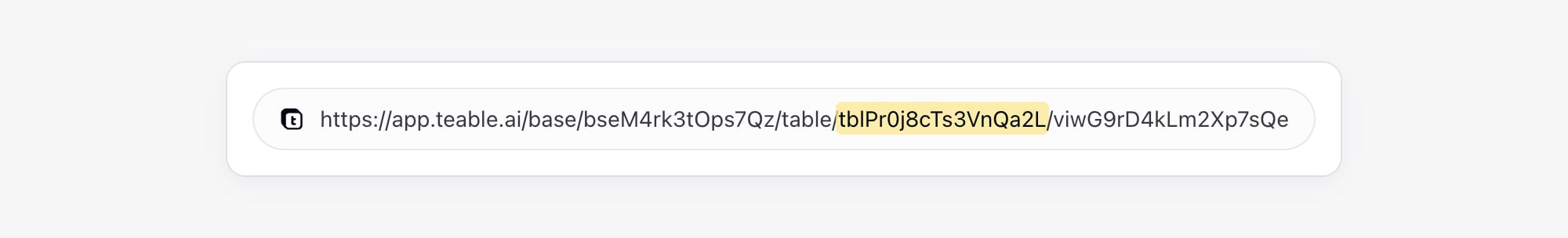 URL 中的表格 ID