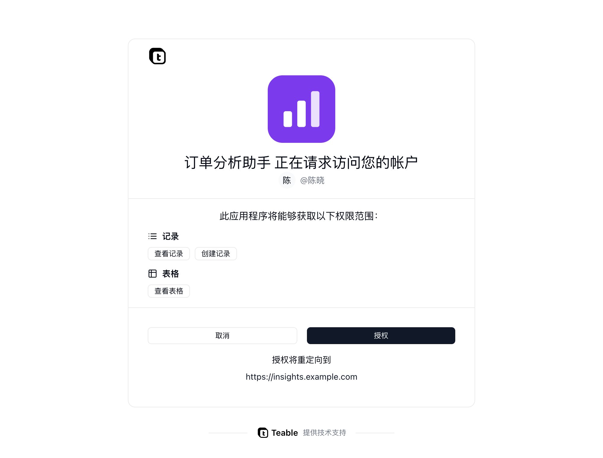 第三方应用请求访问时用户看到的授权页面