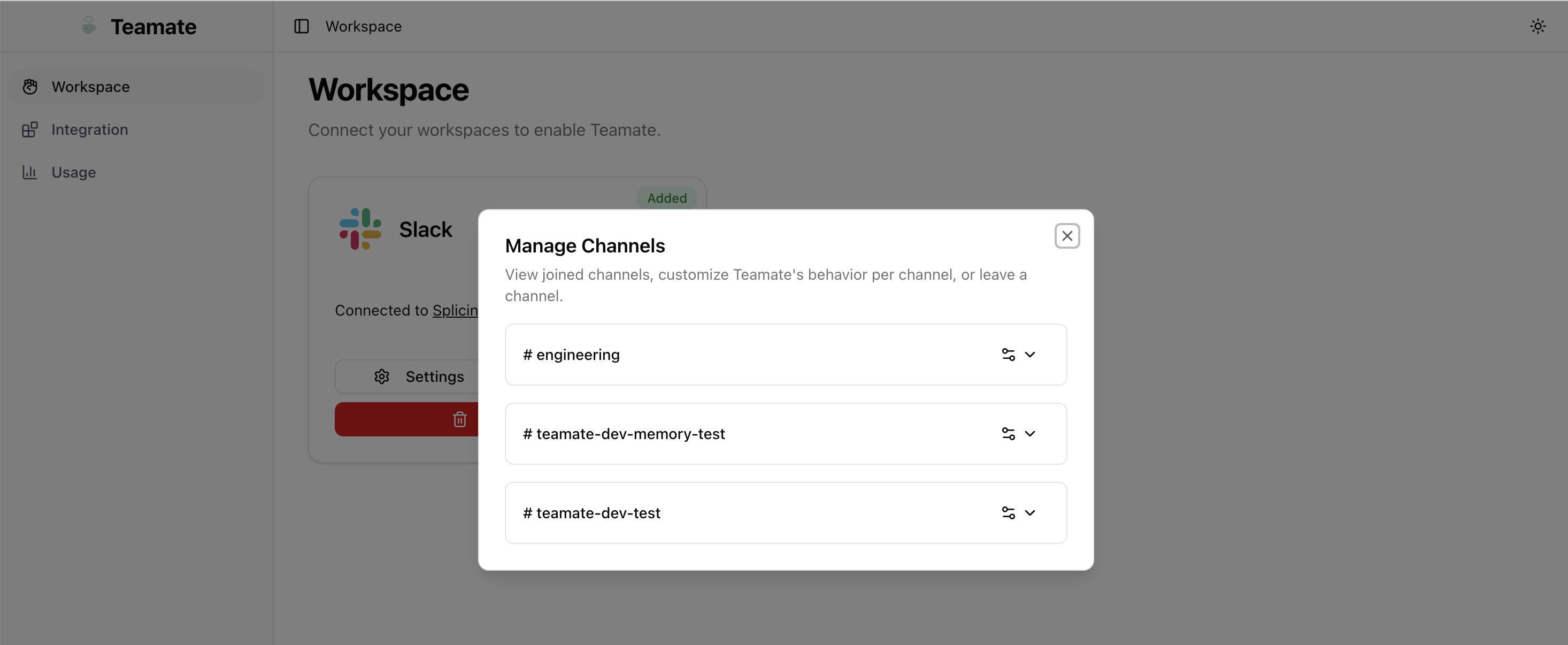 Manage channels