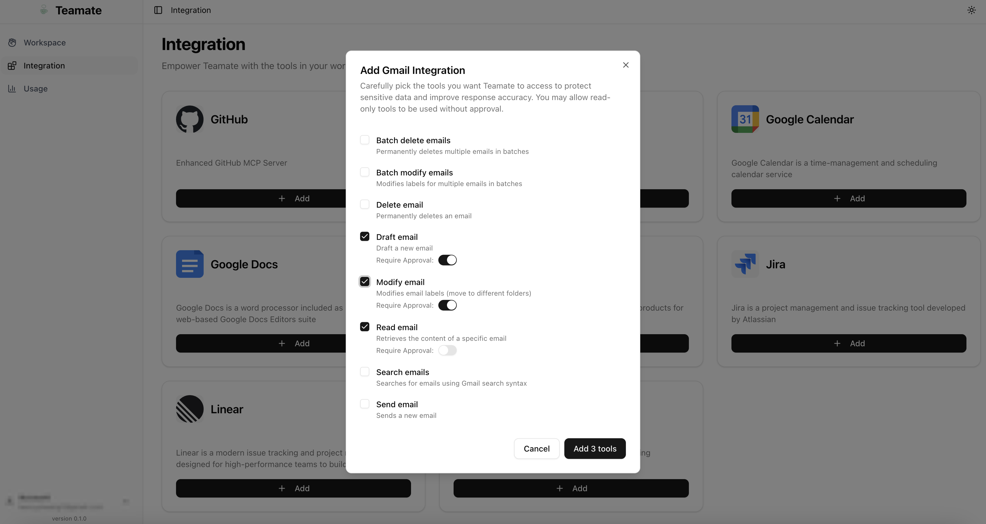 Add integration configuration