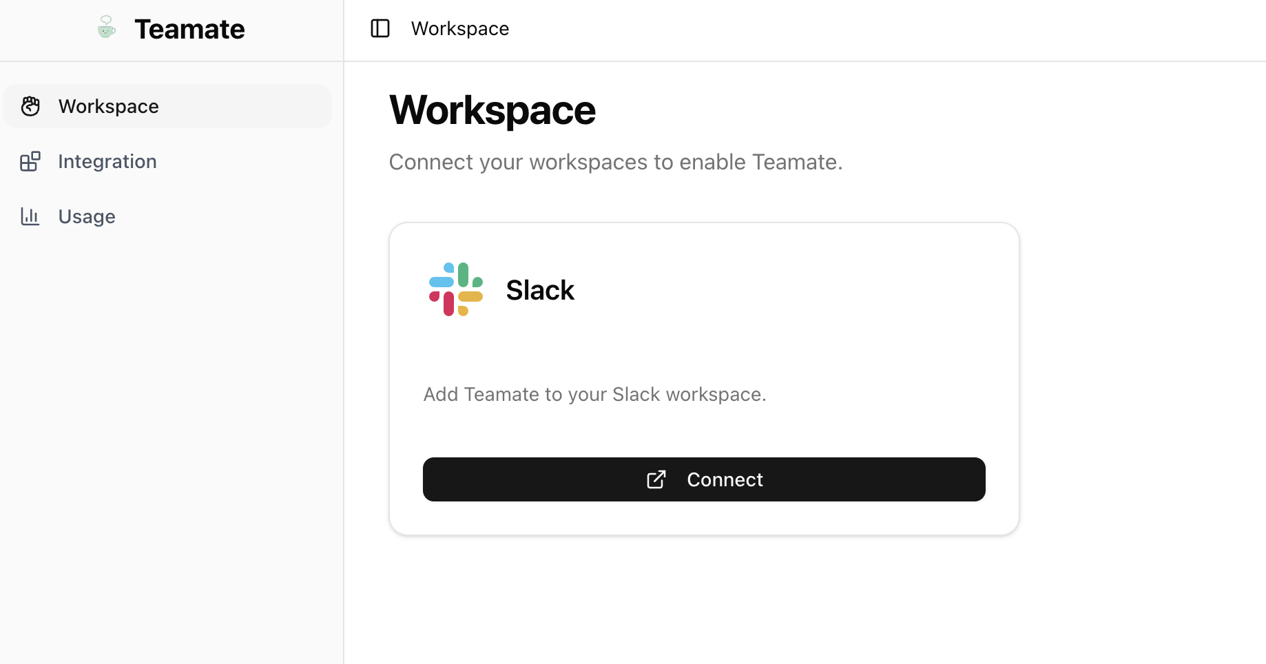 Connect Slack prompt