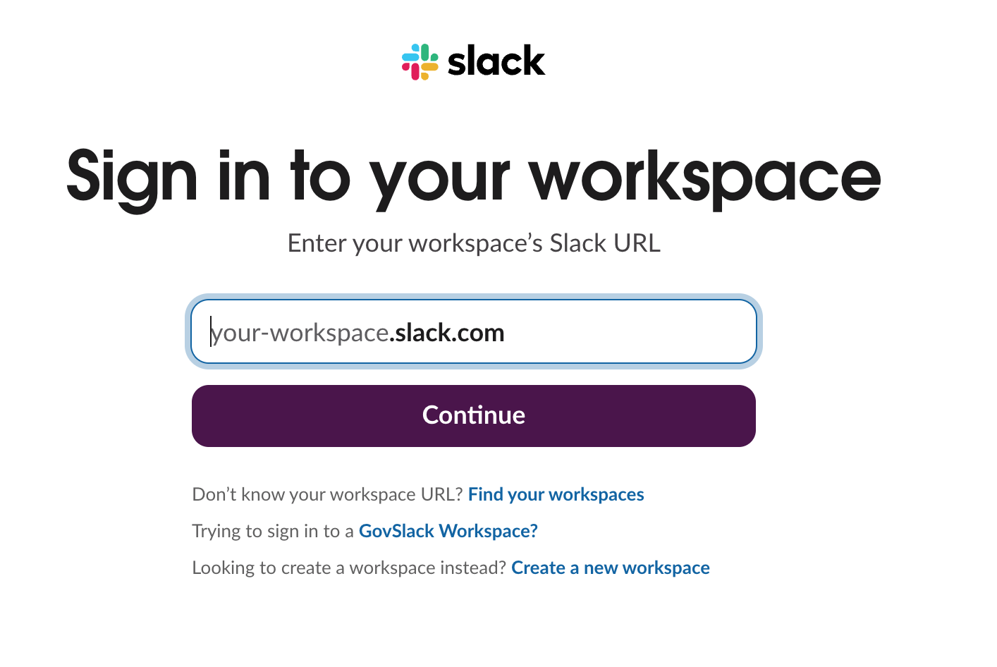 Slack sign in