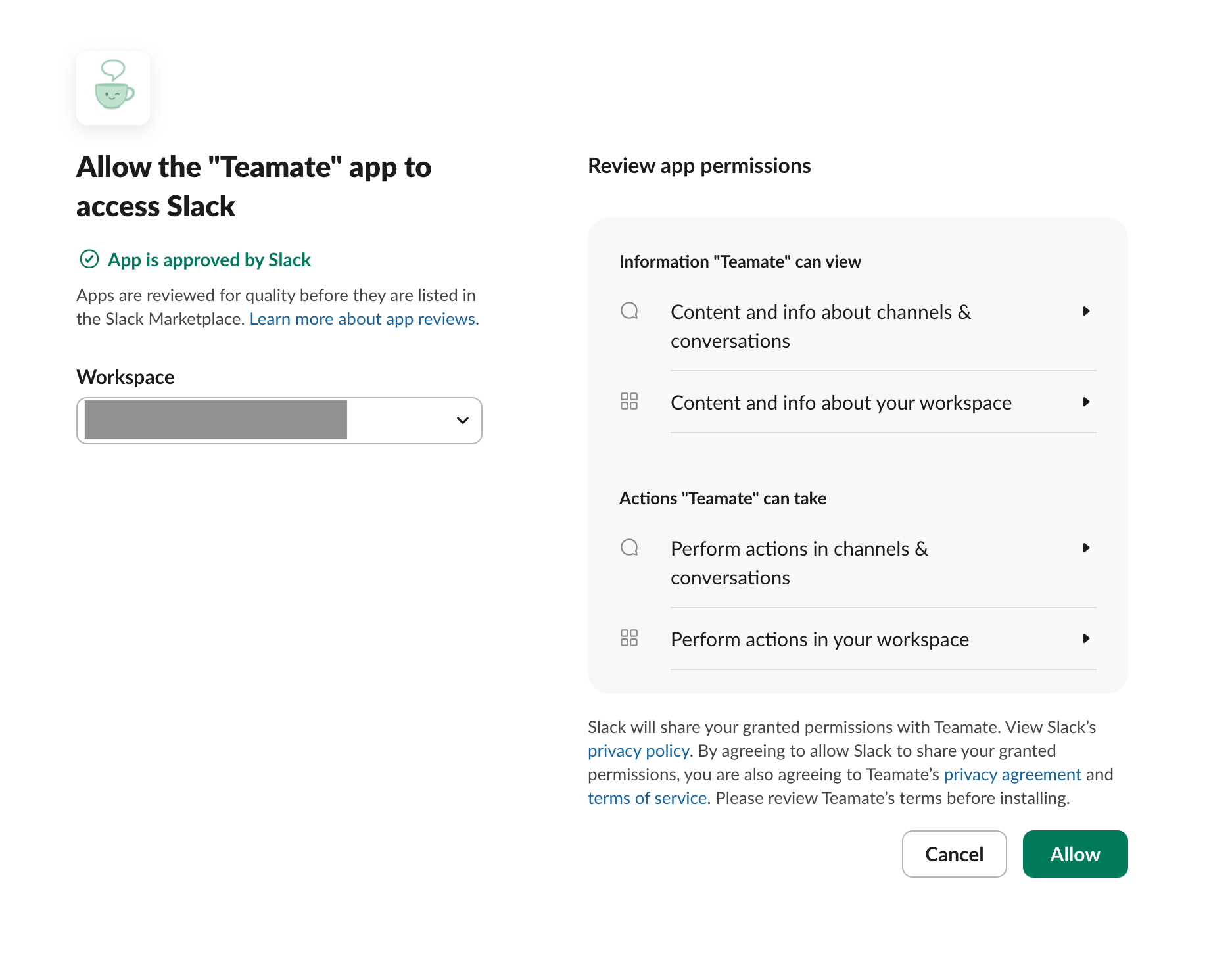Slack OAuth permissions