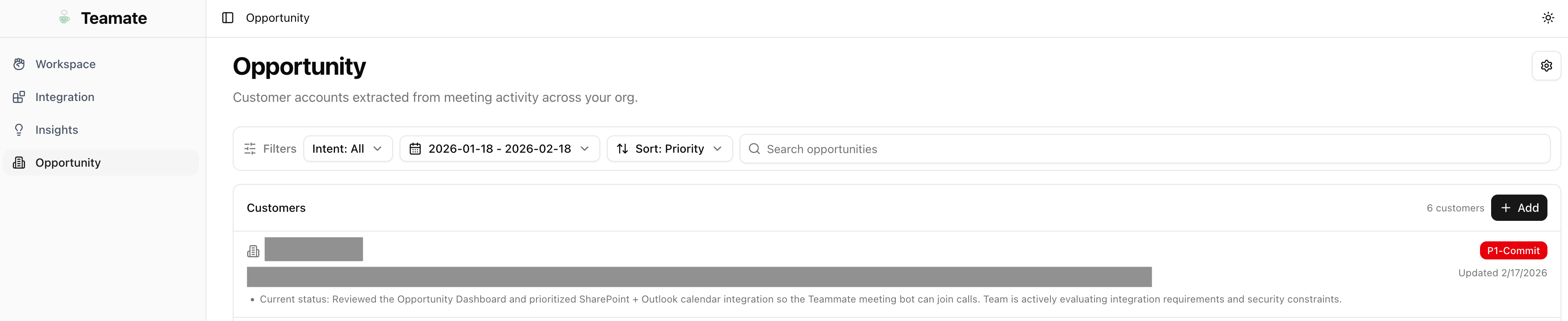Opportunity dashboard