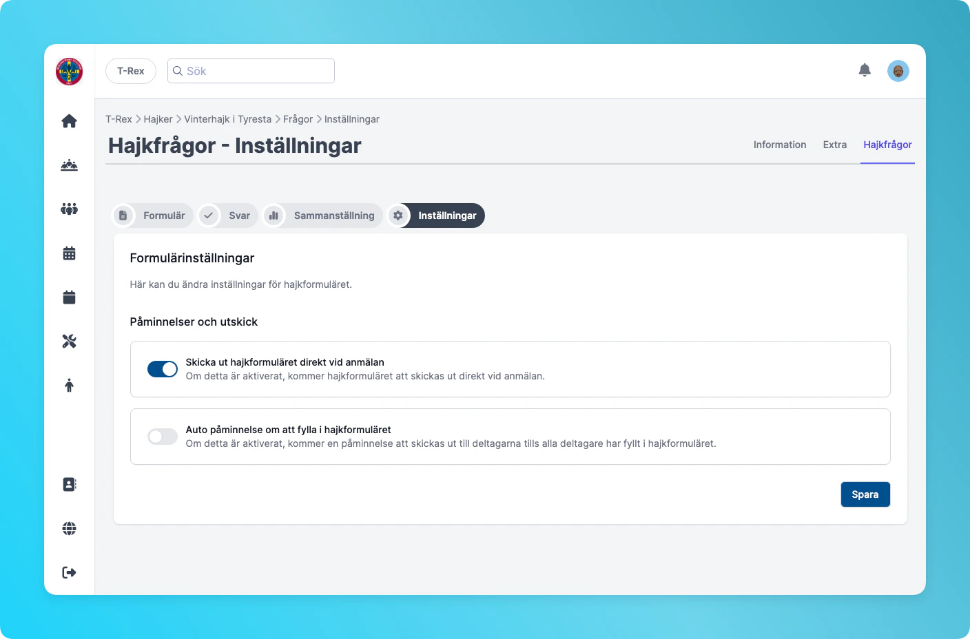 Inställningar för automatisk utskick och påminnelser