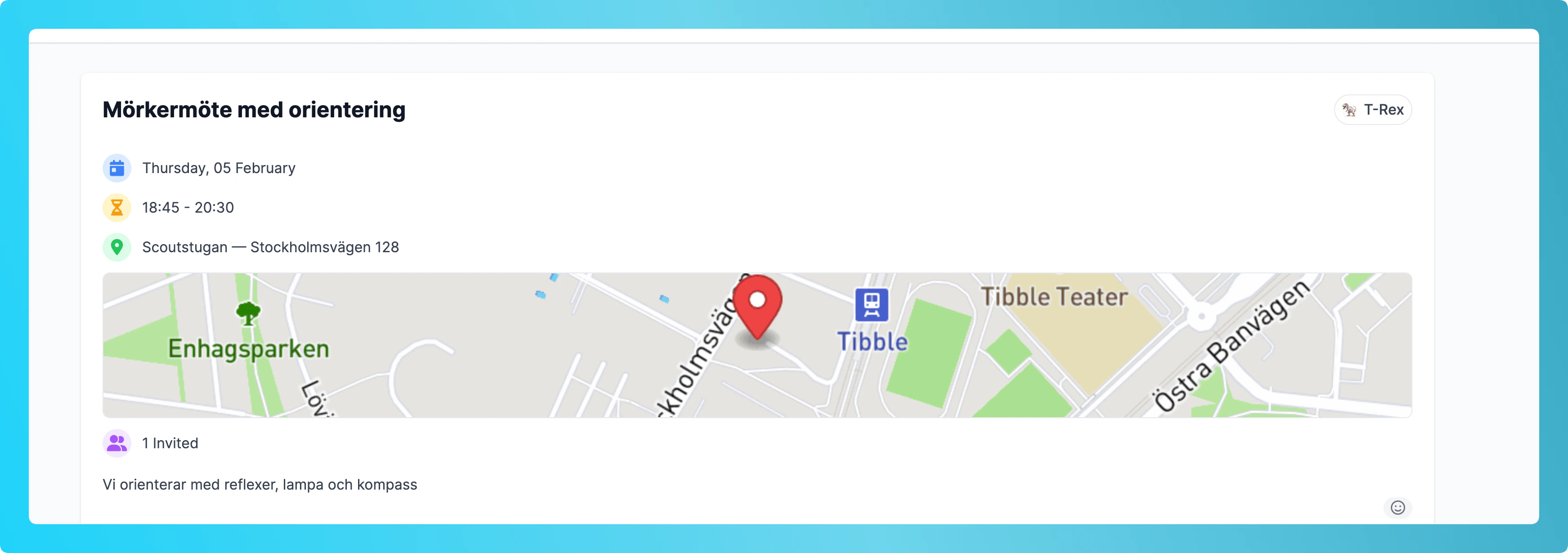 Kartförhandsgranskning på en aktivitetssida