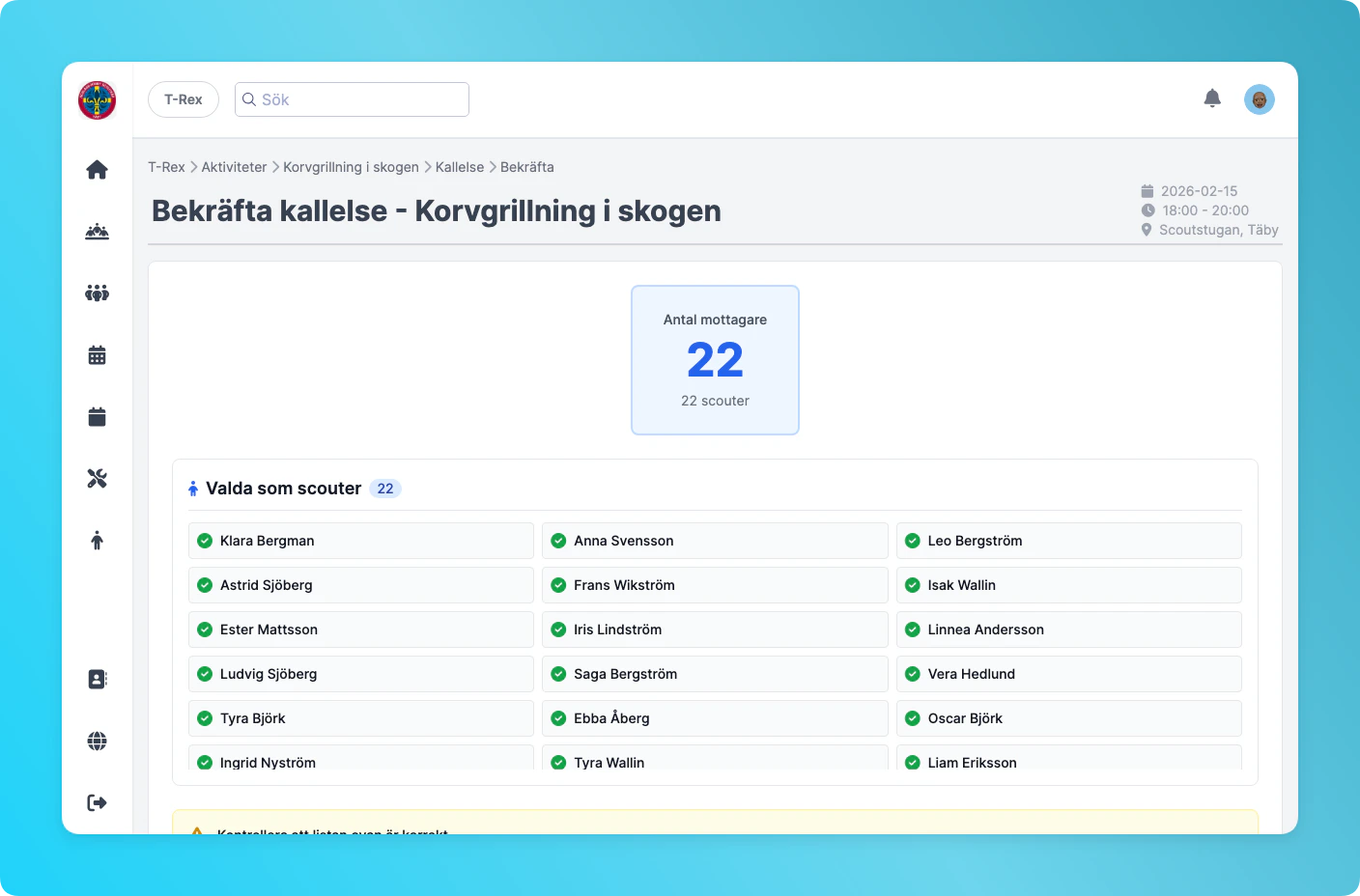 Förhandsgranskning av kallelse