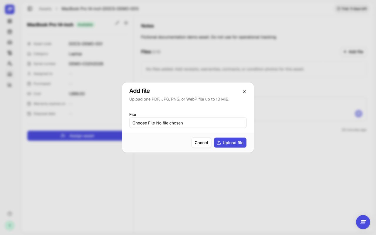 Add Asset file dialog