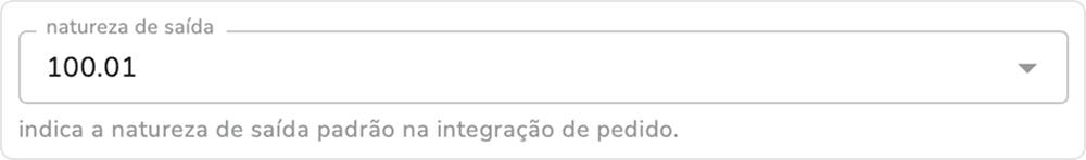 campo natureza de saída preenchido com o código 100.01