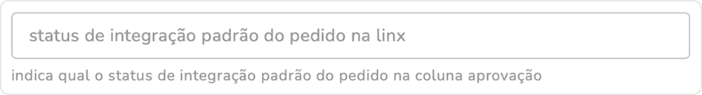 campo status de integração padrão do pedido na linx vazio, com a descrição de seu funcionamento