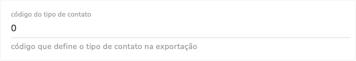 campo código do tipo de contato do módulo de integração de clientes