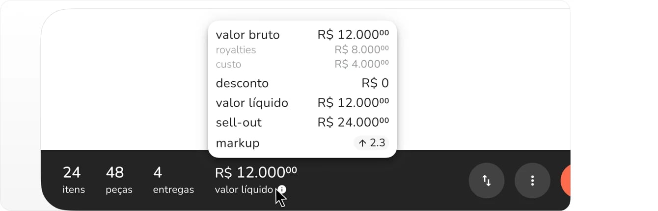 novas informações no resumo do pedido