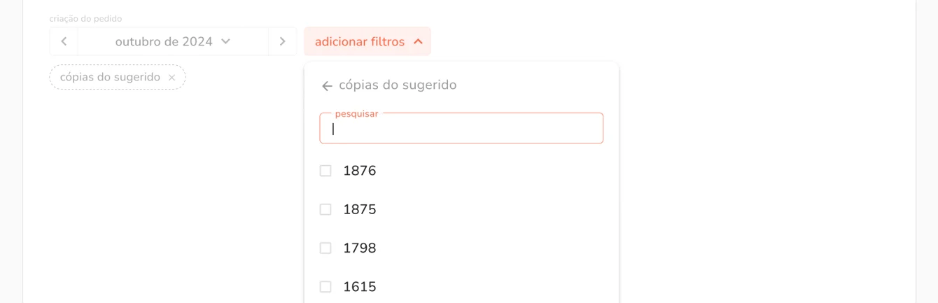 novo filtro de cópias do pedido sugerido