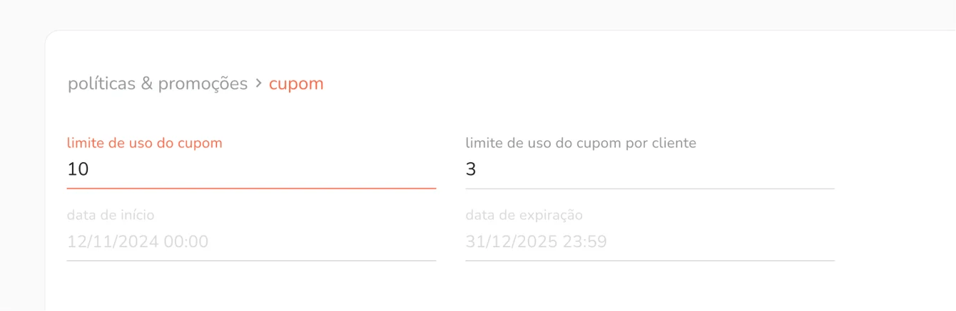 política de cupom reutilizável