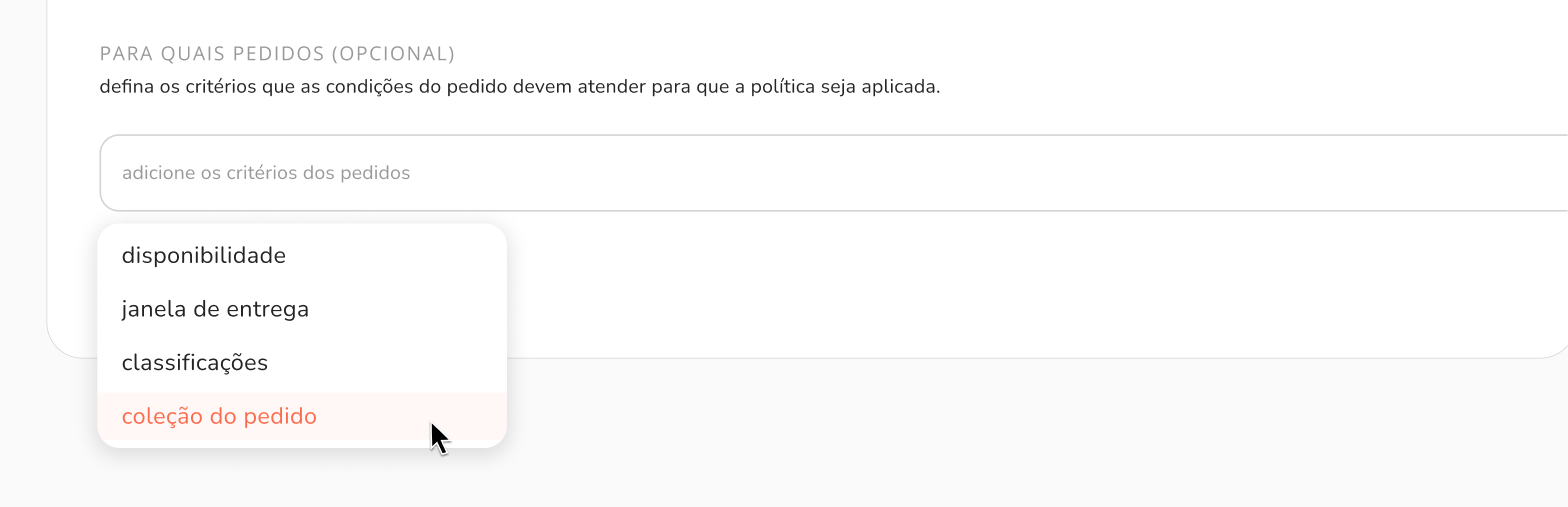 coleção do pedido no para quais pedidos
