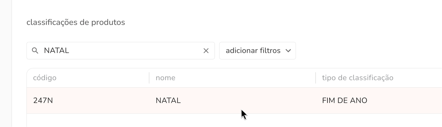 novos filtros nas listagens de classificações