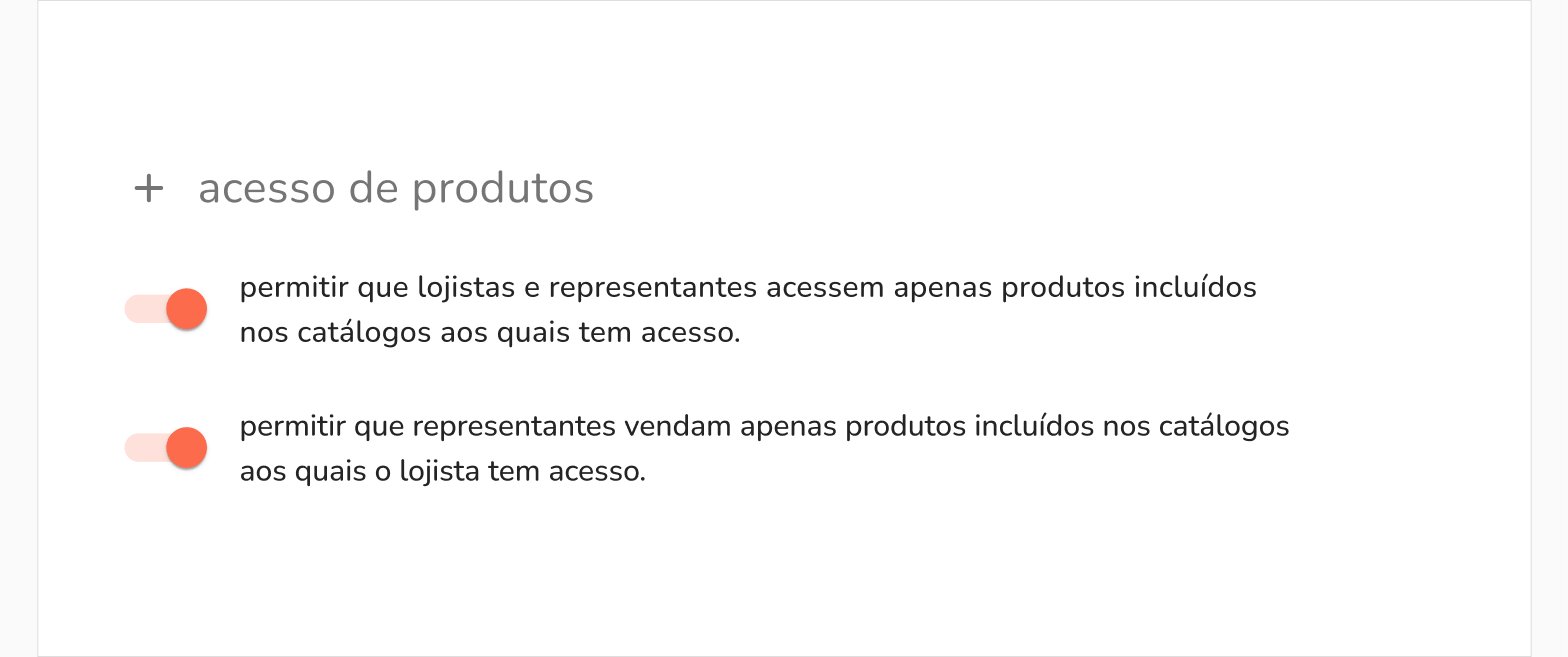 novo parâmetro de acesso a produtos