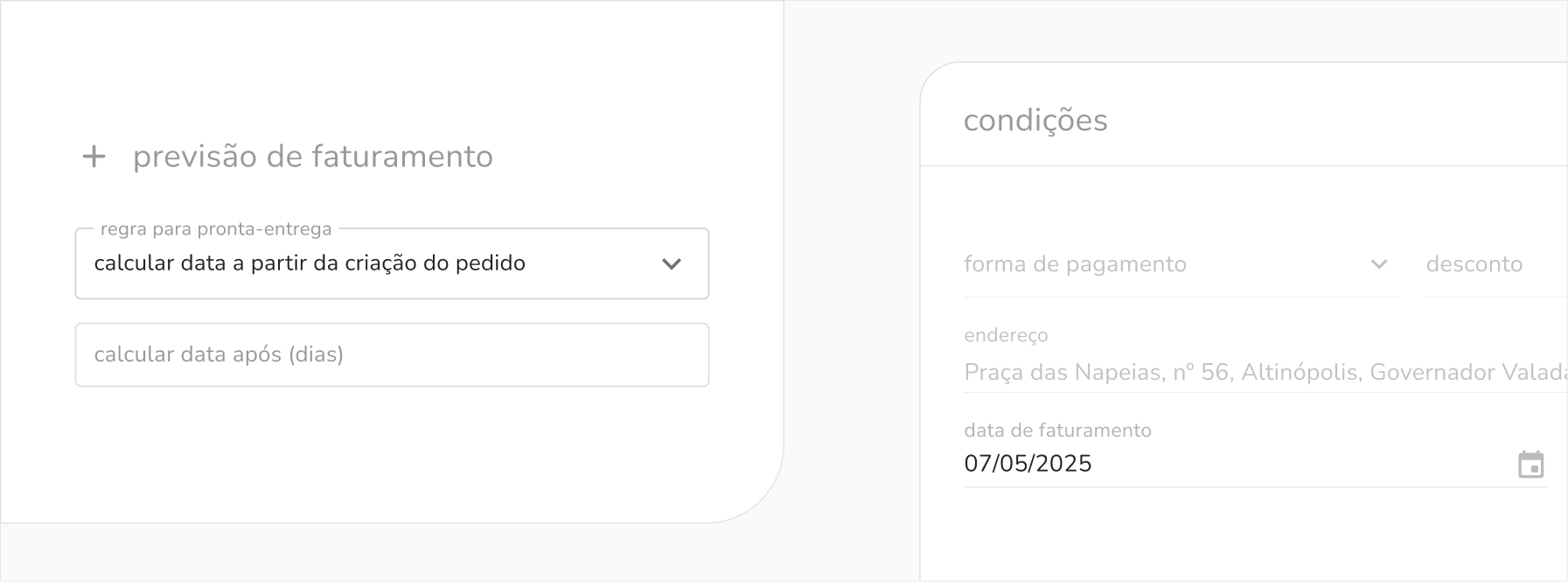 data de previsão faturamento